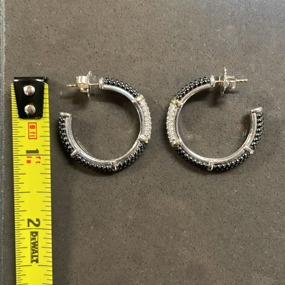 Lagos Black Caviar Diamond Hoop Earrings - Picture 5 of 5